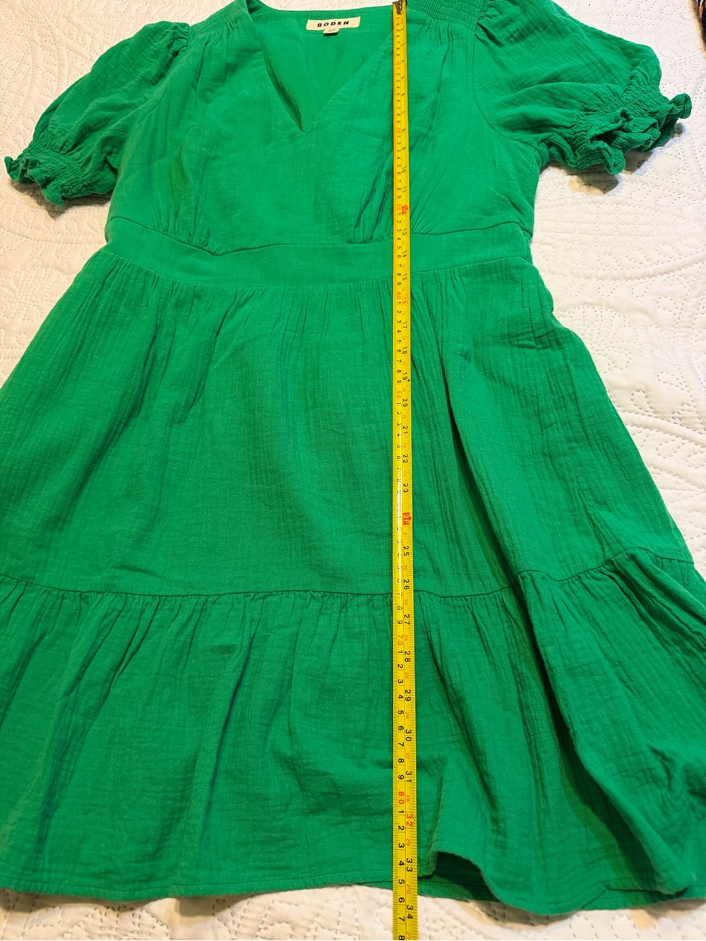 Boden Anna Double cloth Bright Green V-Neck Dress - Picture 9 of 11